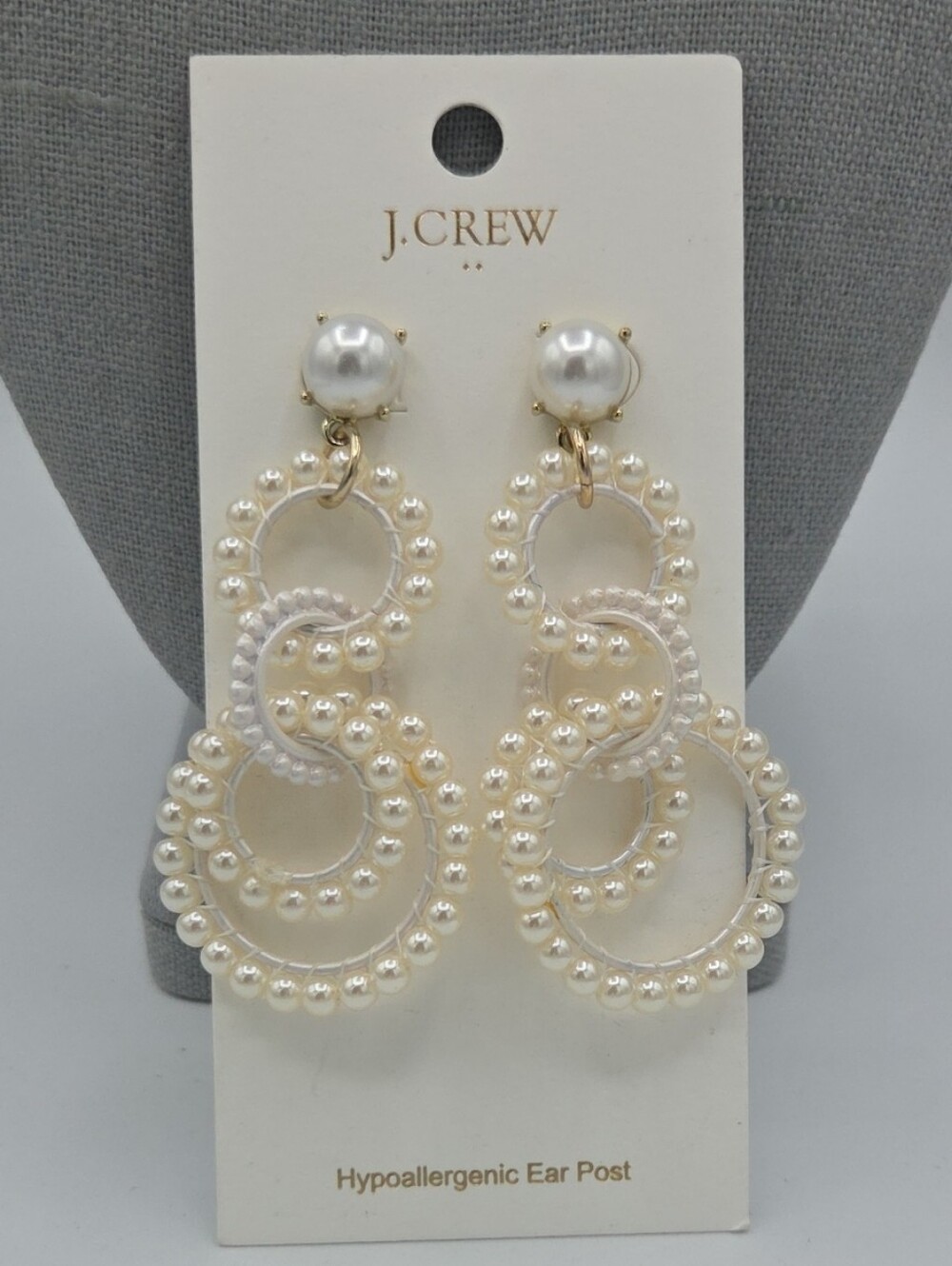 5 for $25! J. Crew Factory Cream Faux Pearl Triple Hoop Drop Earrings